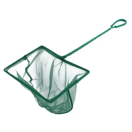 Unique Bargains Aquarium Pond Spiral Handle Rectangle Frame Fish Landing Net Green 8" Wide image {3}