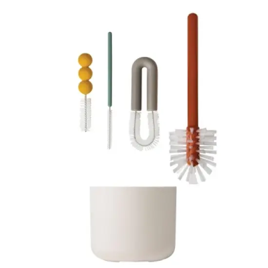 Boon Mod Baby Bottle Cleaning Brush Set with Storage Vase - 4pk image {1}