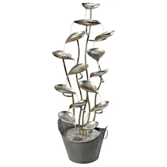 Design Toscano Rain Forest Leaves Cascading Metal Fountain - Silver image {1}