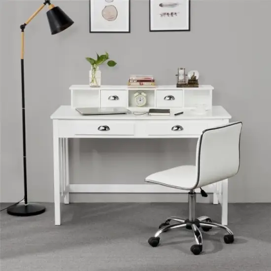 Yaheetech Modern Computer Desk Work Station with Removable Floating Organizer White image {1}