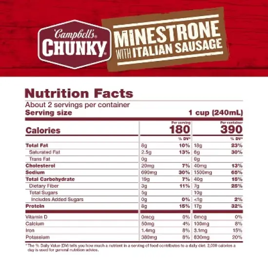 Campbell's Chunky Miestrone with Italian Sausage Soup - 18.8oz image {7}