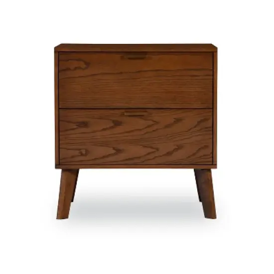 Reid 2 Drawer Nightstand Chest Walnut - Linon image {1}