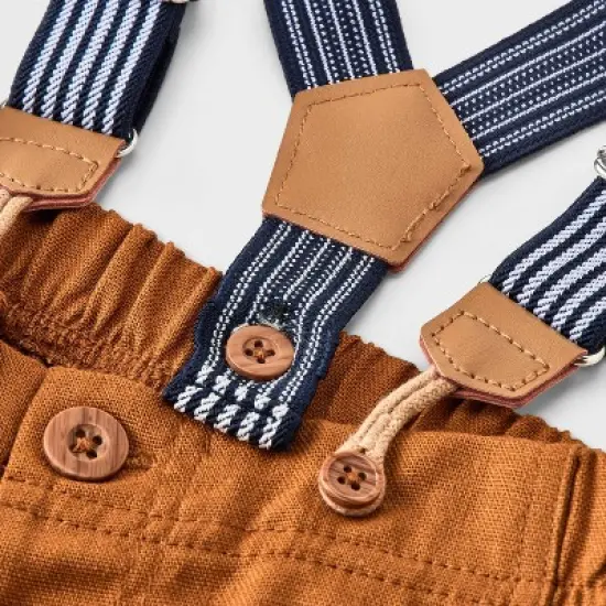 Baby Boys' 2pc Disney Winnie the Pooh Short Sleeve Bodysuit & Shorts Suspender Set - Brown image {3}