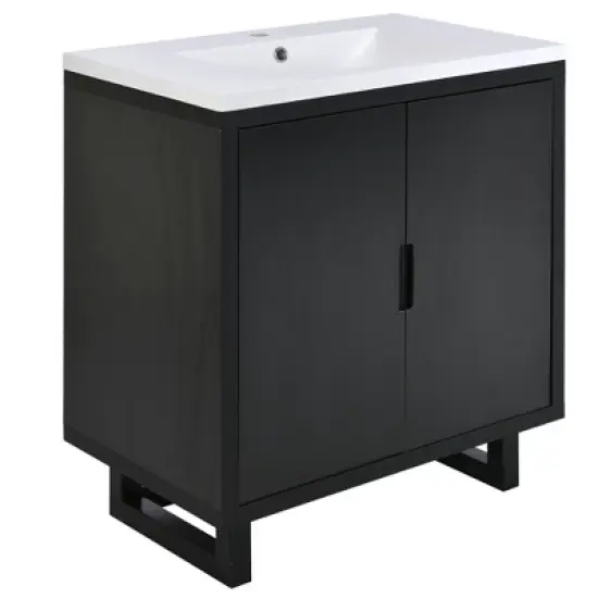 Whisen 30" Bathroom Vanity Set with Sink & Solid Wood Frame image {9}