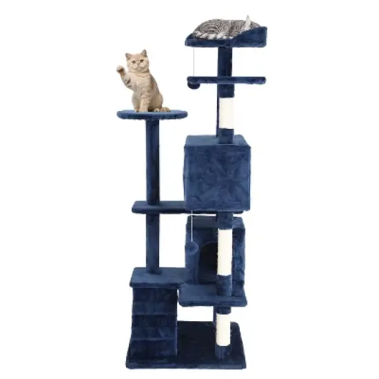 BestMassage Cat Tree 54/62/70/81 Inch Cat Tower with Sisal Scratching Post image {7}