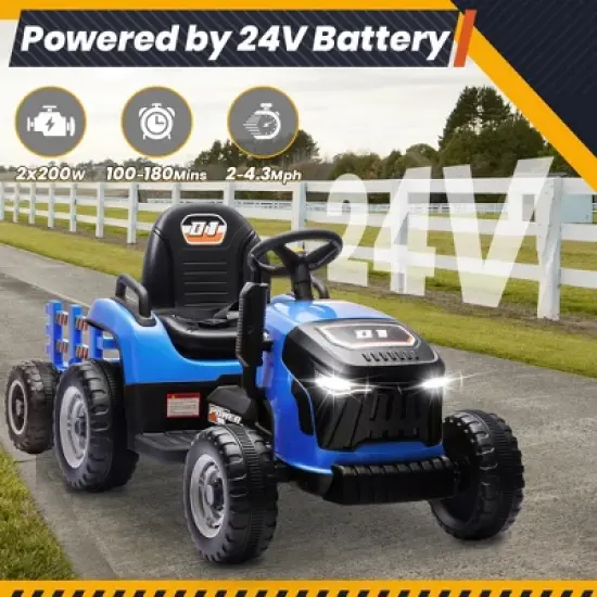 JOYRACER 2WD 24V 2-Seater Electric Ride-On UTV for Kids, 2&times;75W Motors, Remote Control, LED Lights, Spring Suspension, 3 Speeds & Bluetooth Music image {4}