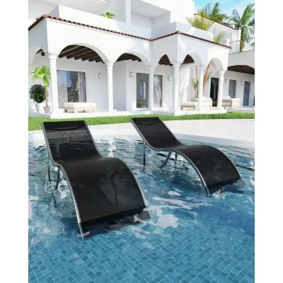 Chaise Lounge Set of 2 - Outdoor Chairs, All-Weather Textilene Mesh & Steel Frame - Poolside, Beach, Backyard Sun Loungers for Patio, Deck & Garden image {7}