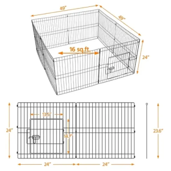 Yaheetech 24"H 8-Panel Metal Dog Playpen for Puppy image {2}