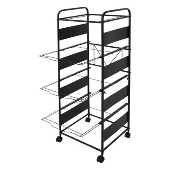 YIYIBYUS 4-Tier Rolling File Cart, Movable Hanging Files Stand with Wheels image {5}