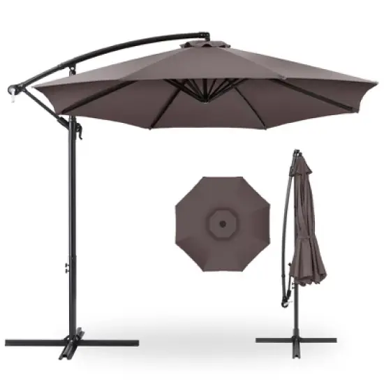 Best Choice Products 10ft Offset Hanging Outdoor Market Patio Umbrella w/ Easy Tilt Adjustment image {11}