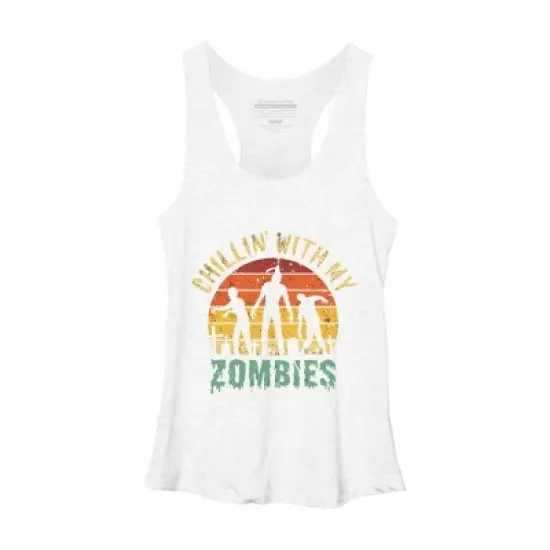 Women's Design By Humans Halloween Chillin With My Zombies Funny By Ering Racerback Tank Top image {8}