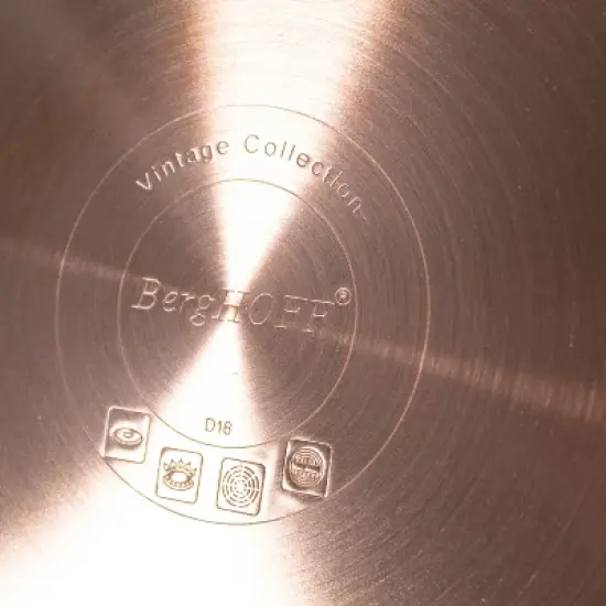 BergHOFF Vintage Copper Tri-Ply 8" Deep Skillet, Polished, Gold image {9}