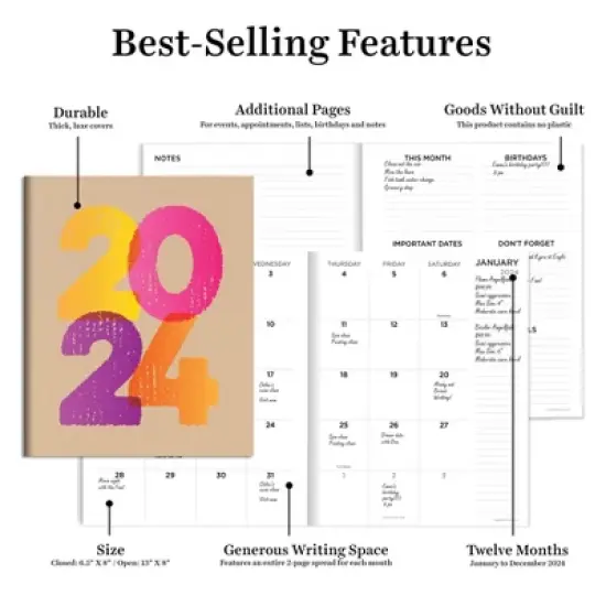 TF Publishing 2024 Monthly Planner 8"x6.5" Kraft image {4}