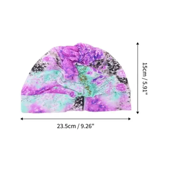 Unique Bargains Polyester Flower Pattern Swim Cap 5.91"x9.25" Purple 1 Pc image {3}