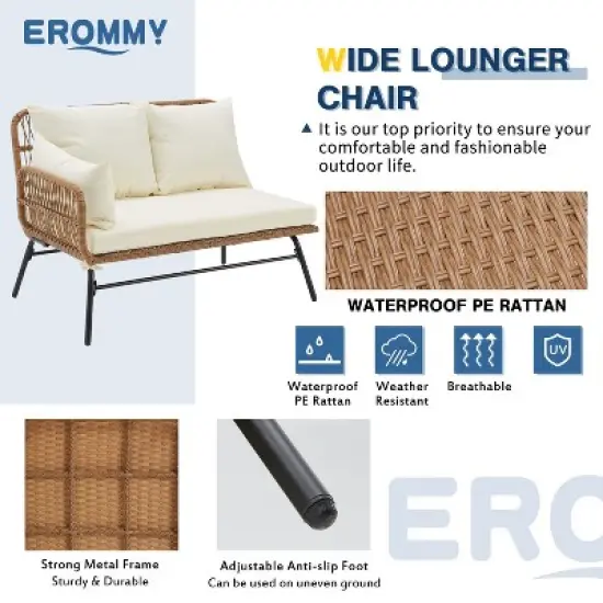 Modern L-Shaped Rattan Patio Set - Detachable Lounger, Tempered Glass Table & All-Weather Cushions for Poolside/Balcony image {3}