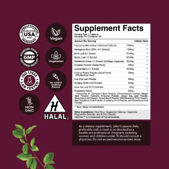 Kidney Support Supplement, Kidney Cleanse, Detox & Repair Capsule, Supports Urinary Tract Health & Bladder Cleanse, Nature's Craft, 60ct image {2}