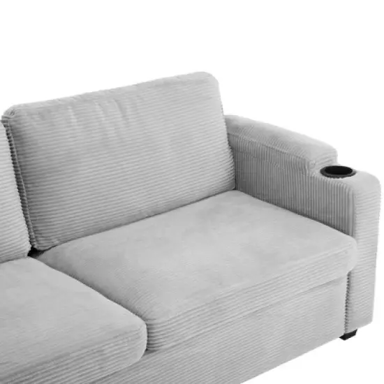 GlasFlength Seating Sets, Versatile Striped Sectional, Ideal for Entertaining, Classic and Comfortable, Gray, 72.8"*30.7"*33" image {4}