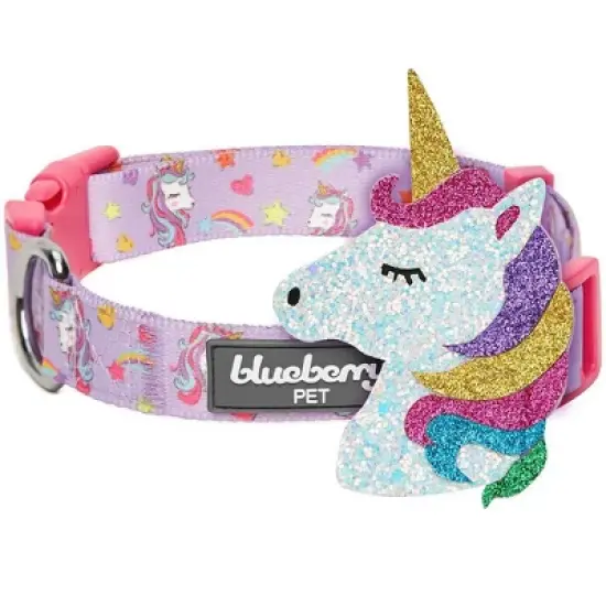 Blueberry Pet Dreamy Unicorn Adjustable Dog Collar with Detachable Unicorn image {4}