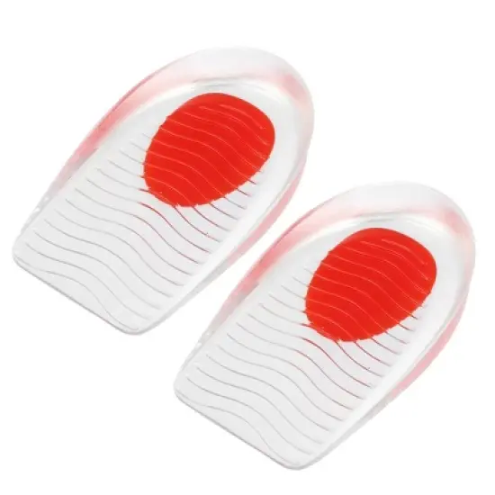 Unique Bargains Silicone Heel Support Cup Pads Orthotic Insole Plantar Care Heel Pads Ripple Pattern Size 40-46 2Pcs image {6}