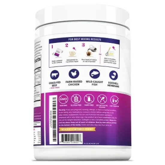 Multi Collagen Protein Plus Powder, Collagen Capsule Hair, Skin and Nails with Hyaluronic Acid and Vitamin C, Unflavored, Vitauthority, 40 Servings image {2}