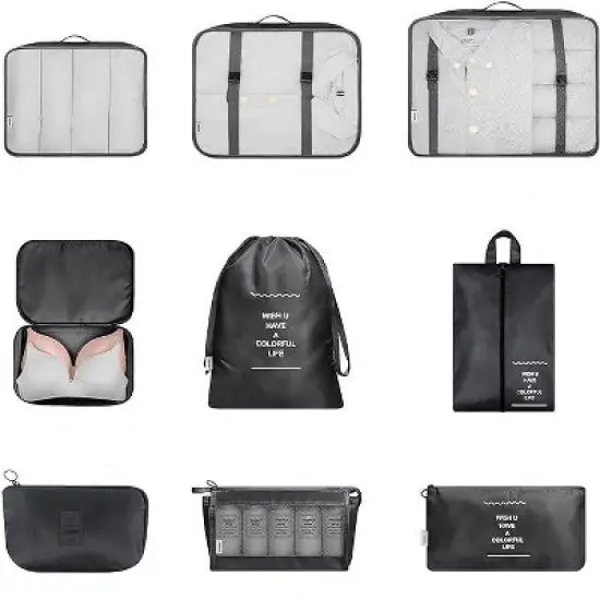 Maison 9pc Luggage Travel Organizer Cubes image {4}