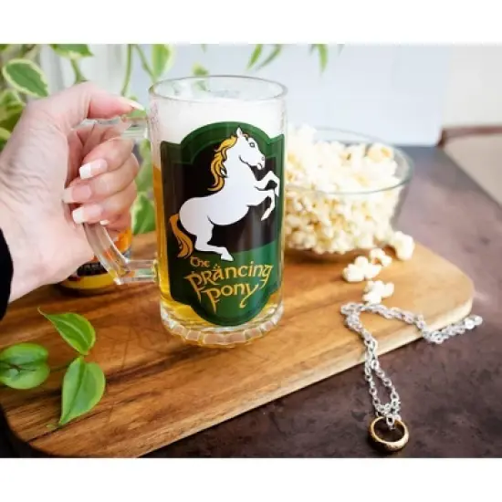 Silver Buffalo The Lord of the Rings Prancing Pony Glass Stein Mug | Holds 16 Ounces image {3}