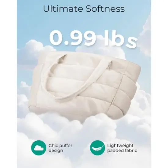 Itopfox Lightweight Puffy Tote Bag with Compartments, Quilted Shoulder Handbag for Women, Travel, Work, Gym, Beach image {4}