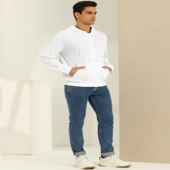 Lars Amadeus Men's Zip Up Long Sleeves Solid Color Knit Hooded Jackets image {3}