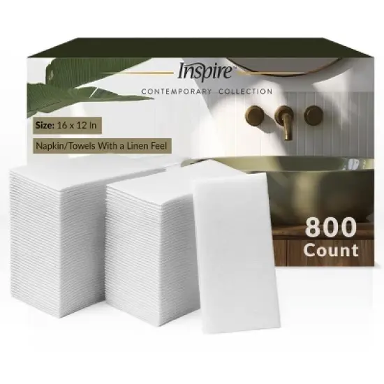 Inspire Linen Feel Disposable Napkins Elegant Guest Hand Towels For Fine Dining, Bathroom, Washing Station, Bulk Value image {8}