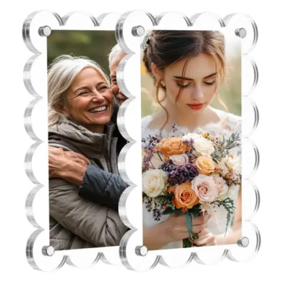 Unique Bargains Double Sided Fujifilm Mini Picture Acrylic Wavy Fridge Magnetic Frames 2 Pcs image {9}