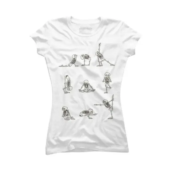 Junior's Design By Humans Skeleton Yoga By huebucket T-Shirt image {6}