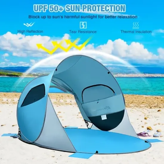 Costway Pop Up Beach Tent Anti-UV UPF 50 Plus Portable Sun Shelter for 3-4 Person image {3}
