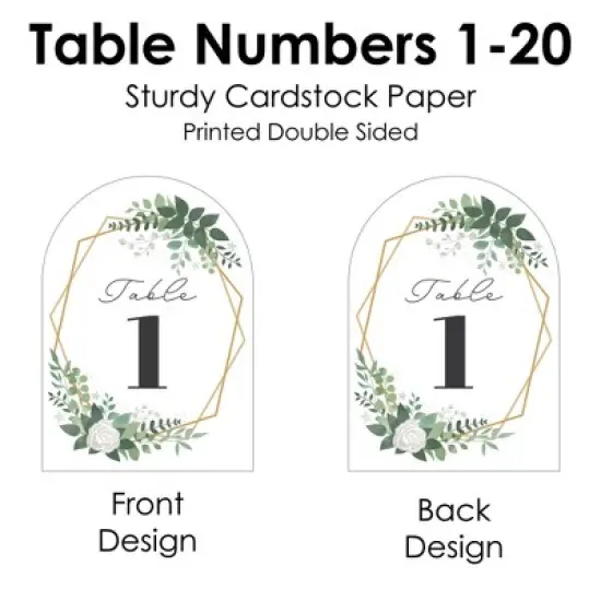 Big Dot of Happiness Boho Botanical Bride - Greenery Bridal Shower and Wedding Party Double-Sided 5 x 7 inches Cards - Table Numbers - 1-20 image {5}