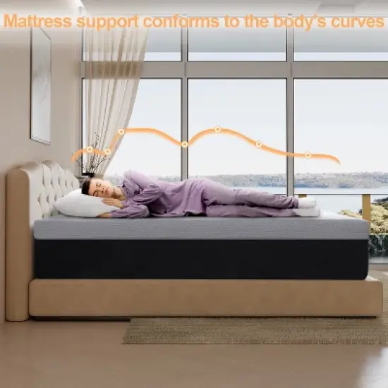 Twolike 10&rdquo; Gel Memory Foam Mattress,Medium Firm,  Quiet Sleep, Mattress in a Box image {7}