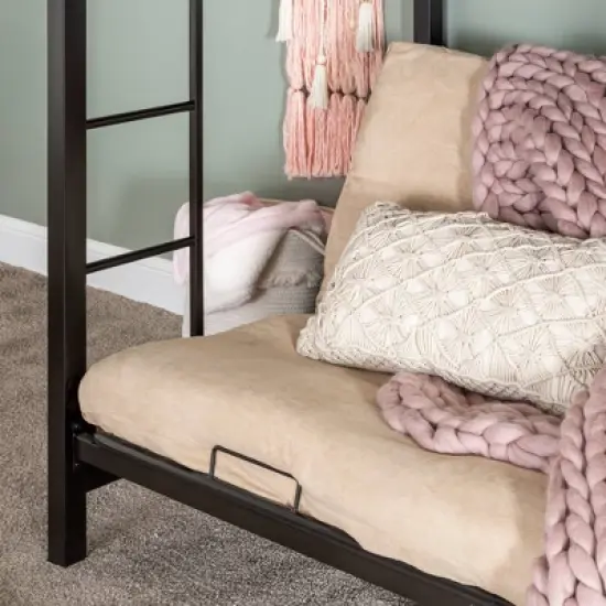 Twin Over Futon Analise Metal Bunk Bed Black - Saracina Home image {2}