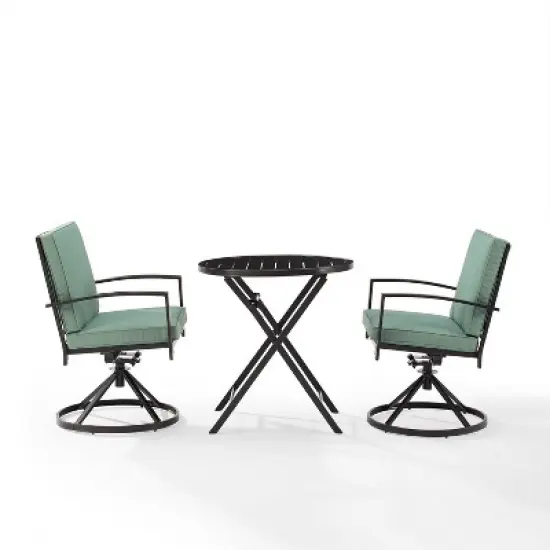 3pc Kaplan Outdoor Steel Bistro Set Mist/Bronze - Crosley image {6}