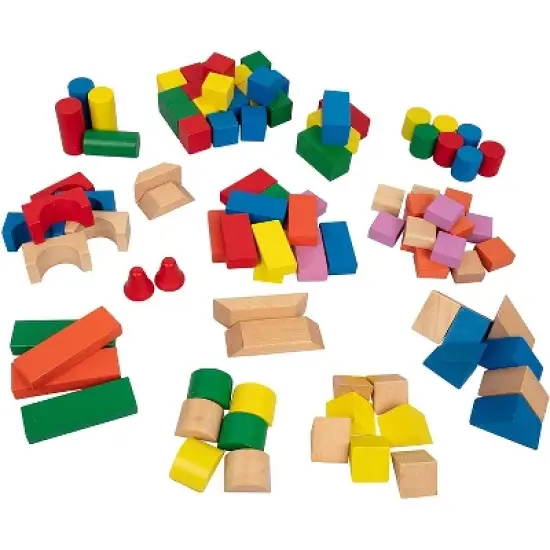 Right Track Toys Wooden Blocks Toy Set for Building - Rainbow Colored, 100 Pieces image {2}