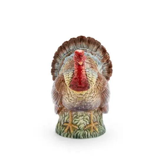 Spode 14oz Turkey-Shaped Gravy Boat with Ladle - Dolomite Thanksgiving Serveware, Large Table Centerpiece, Decorative Serving Bowl, Holiday Soup Bowl image {7}