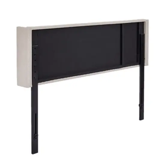 Linen Upholstered Headboard, Tufted Nailhead & Double Wingback, 6 Adjustable Position image {12}