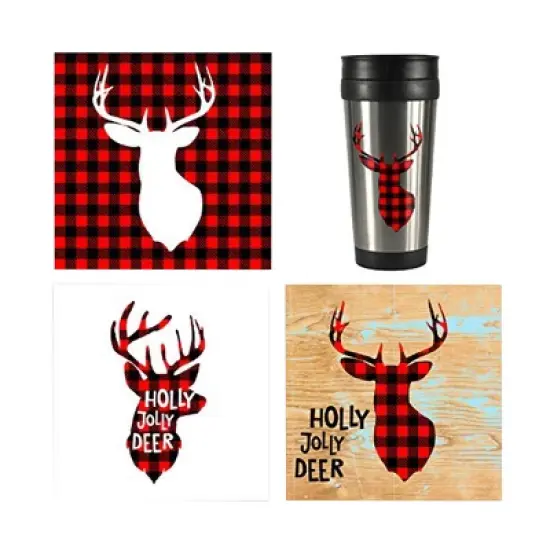 Craftopia Buffalo Plaid Vinyl Sheets for Cricut, 3 Packs, Red & Black image {6}