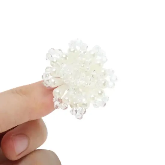 Unique Bargains Pearls Flowerss Shoelace Charms Beige 1 Pair image {2}