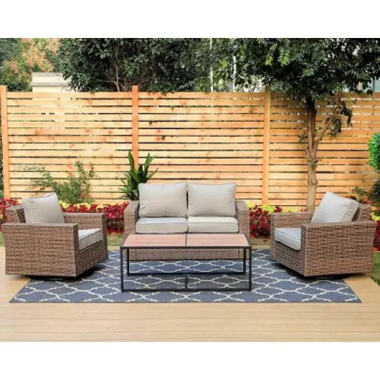 Outdoor Wicker Loveseat with Cushions - Captiva Designs image {5}