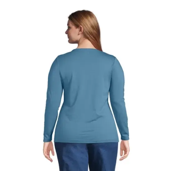 Lands' End Women's Plus Size Long Sleeve Lightweight Jersey Crew Neck Top image {1}