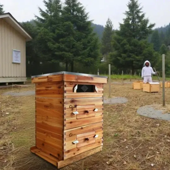 10-Frame Langstroth Bee Hive Coated with Beeswax, Complete Beehive Starter Kit with 2 Deep & 1 Medium Boxes image {7}
