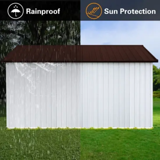 GDFStudio Richards Modern 148" Outdoor Metal Waterproof Storage Sheds with Window image {4}
