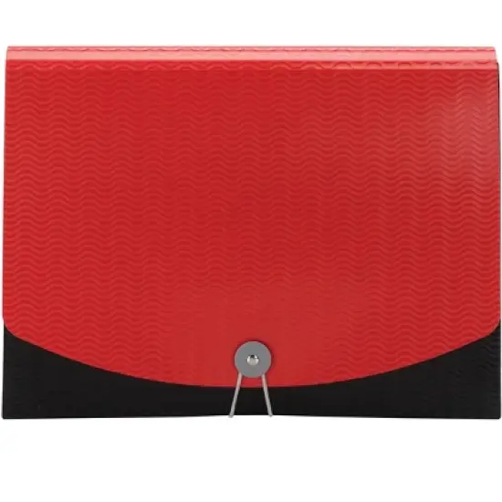 Smead Poly Expanding File, 12 Dividers, Flap and Cord Closure, Letter Size, Wave Pattern Red/Black (70866) image {2}