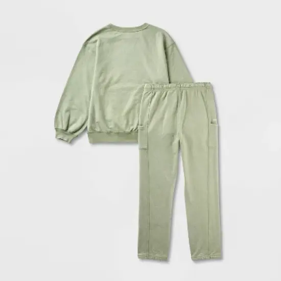 Boys' Adaptive French Terry Top & Bottom Set - Cat & Jack&trade; Olive Green image {1}