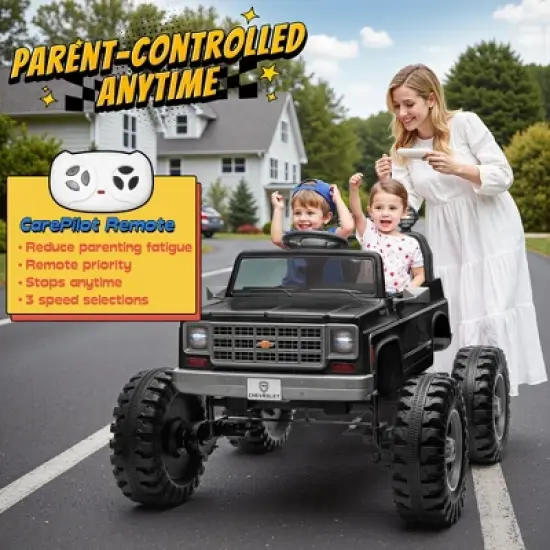 Joyracer Chevrolet 24V 4WD 2-Seater Ride On Truck for Kids, Electric Ride On Toys Cars with 7Ah Battery, Remote Control & MP3 image {9}