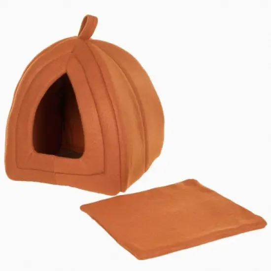 Trademark Global Petmaker Cozy Kitty Tent Igloo Plush Cat Bed - Brown image {5}