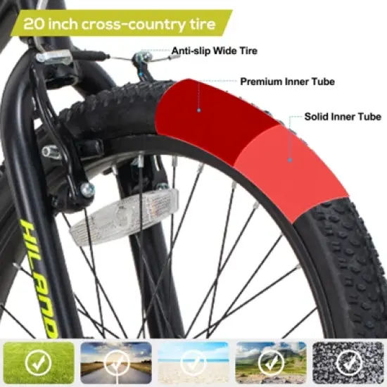 HILAND 20" Kids Mountain Bike for Boys, Girls, Teenager Bicycle image {6}